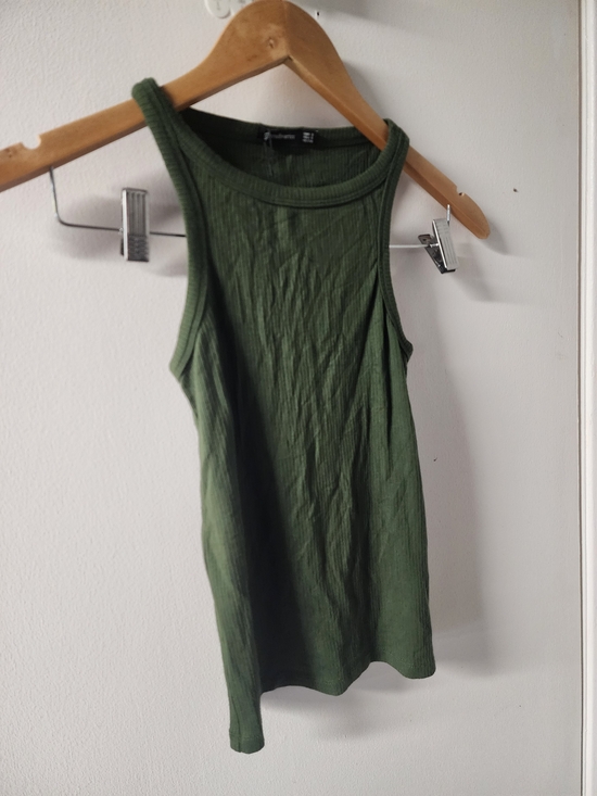 stradivarius Tops - stradivarius Olive Green Ribbed High Neck Tank